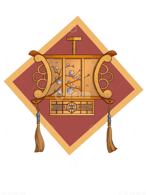 源文件下载【趣麦麦图】-日冕黄配色手绘中式灯笼