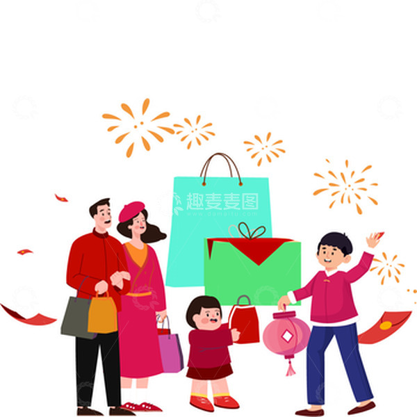 源文件下载【趣麦麦图】新年2023送礼物除夕