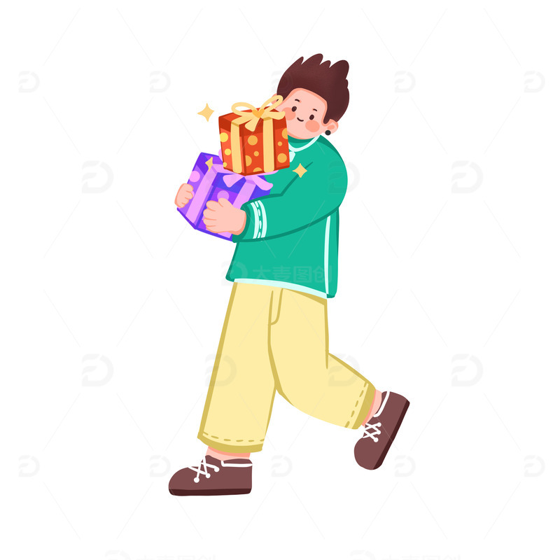 扁平简约送礼物购物人物插画