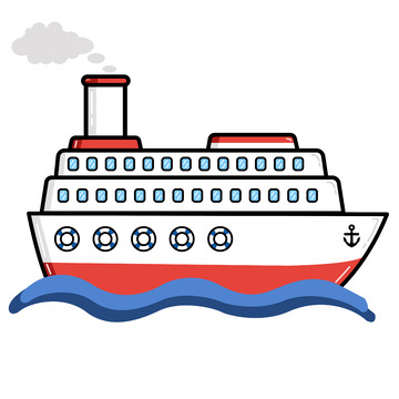 红色游轮矢量卡通图