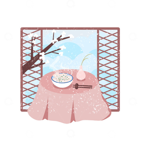 源文件下载【趣麦麦图】大寒小寒飘雪吃饺子