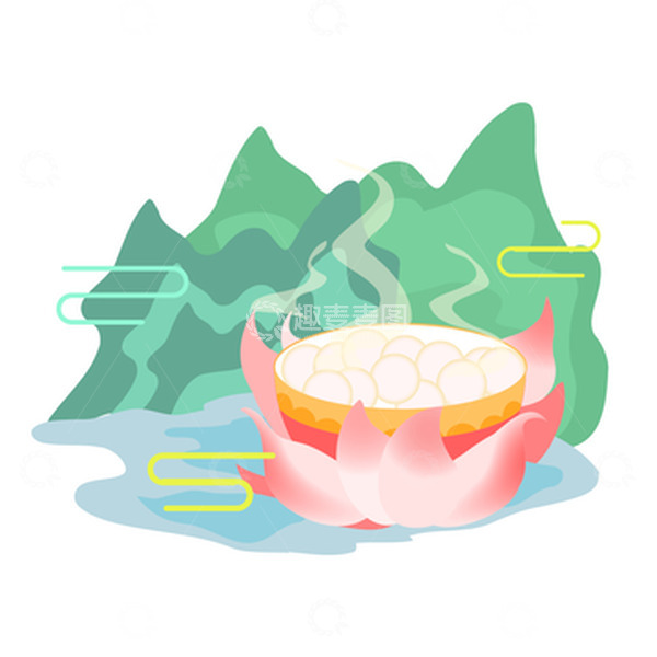 源文件下载【趣麦麦图】-元宵汤圆荷花中国风