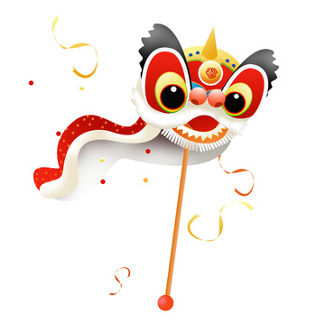 2023兔年舞狮庆祝插画元素