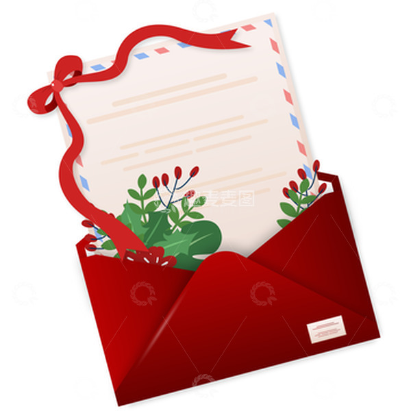 源文件下载【趣麦麦图】文艺小清新信封鲜花绿植物花束装饰插画