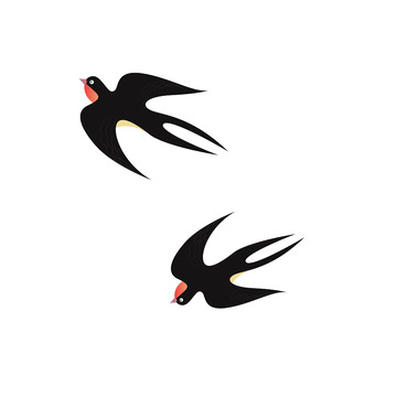 黑色卡通燕子手绘图