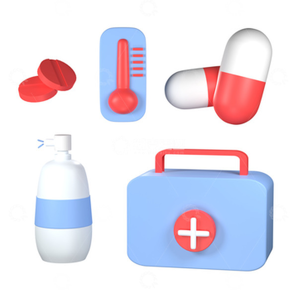 源文件下载【趣麦麦图】3D立体医疗用品防护治疗元素