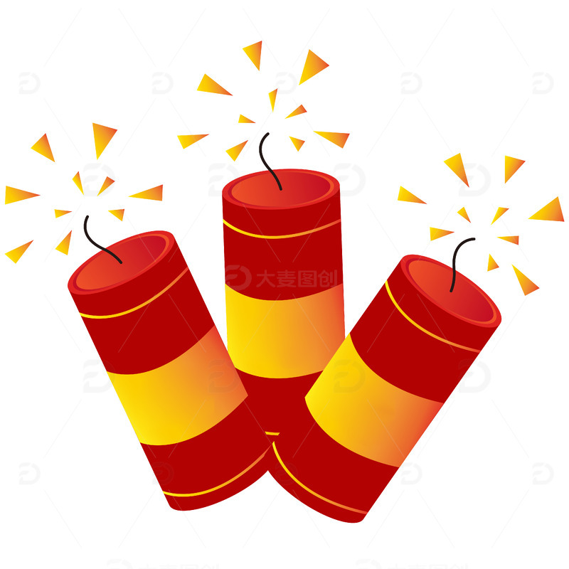 红色鞭炮中国风节日春节鞭炮烟花元素