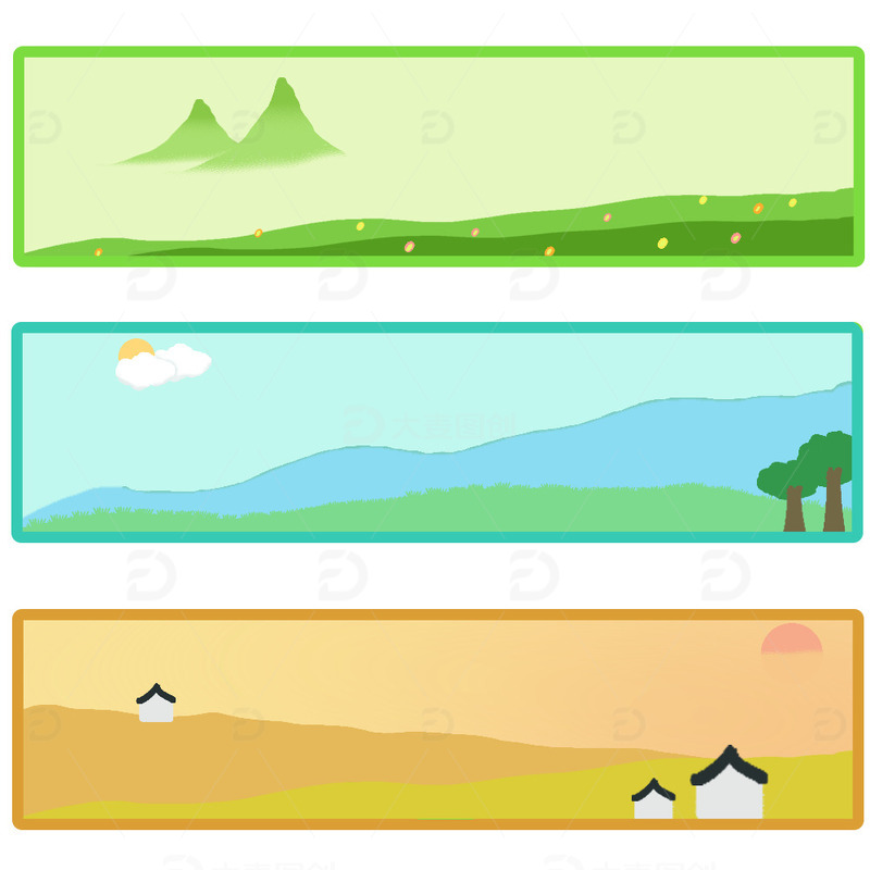 源文件下载【趣麦麦图】春夏秋三季边框