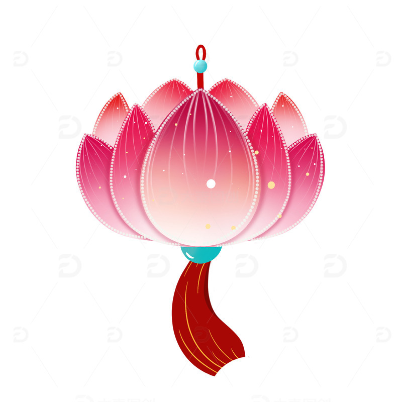 源文件下载【趣麦麦图】粉红色元宵节荷花灯手绘元素