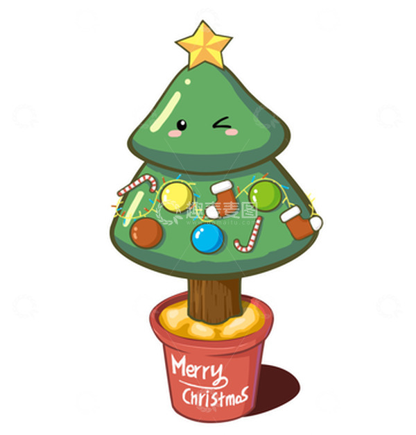 源文件下载【趣麦麦图】绿色小清新圣诞树手绘图