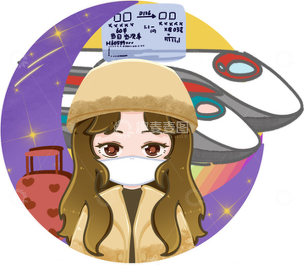 源文件下载【趣麦麦图】过年回家手绘卡通背景元素