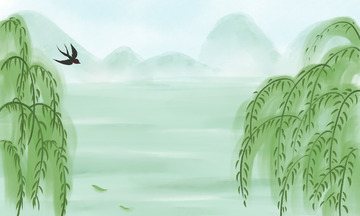 绿色水彩水墨立春背景图