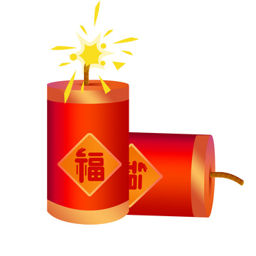 烟花爆竹插画红色元素