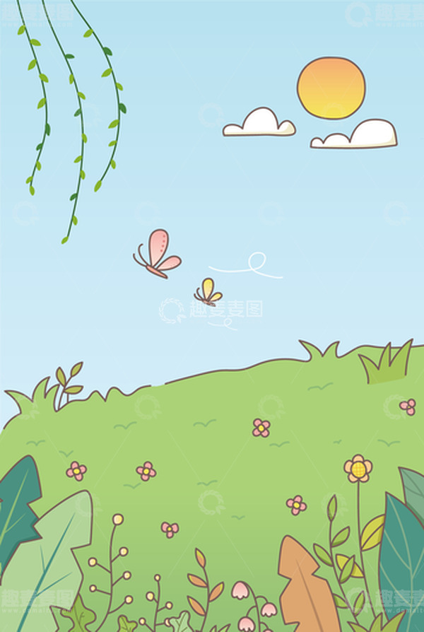 源文件下载【趣麦麦图】清新手绘春天植物绿色阳春三月踏春户外