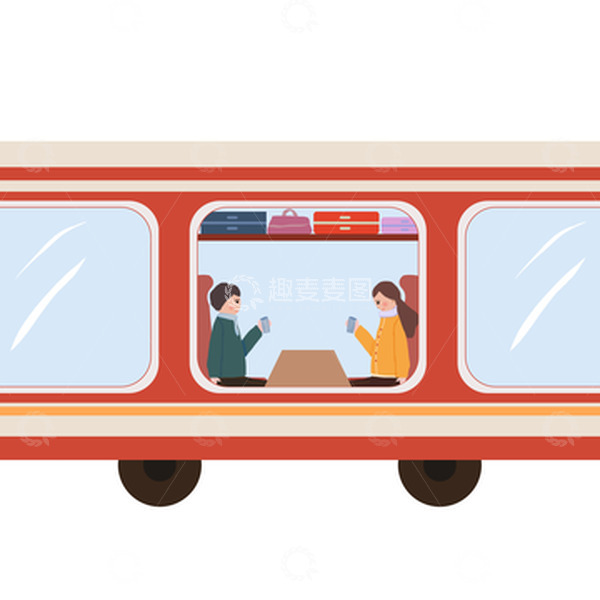 源文件下载【趣麦麦图】春运过年回家火车高铁车厢春运人物