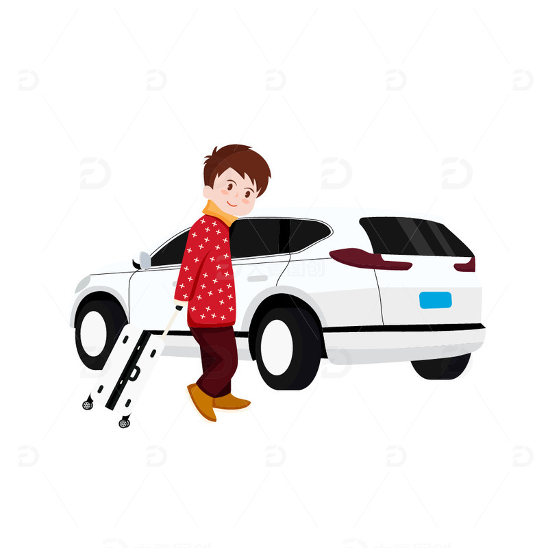 回家过年开汽车元素