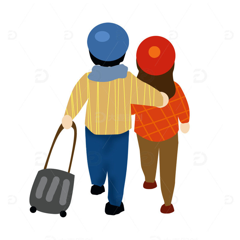 卡通过年回家插画元素