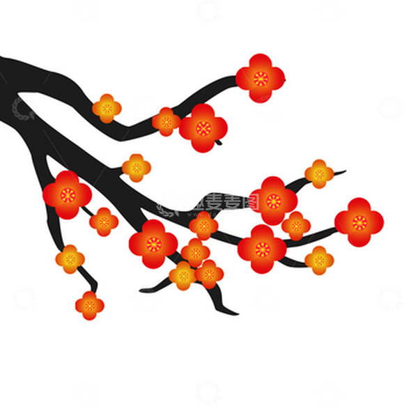 源文件下载【趣麦麦图】冬季梅花插画卡通元素