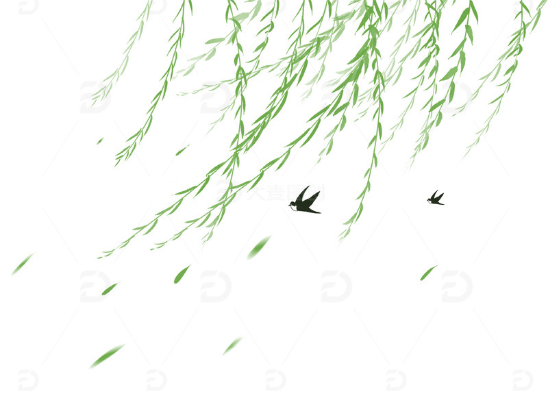 立春春天绿色小清新动感绿色柳树元素