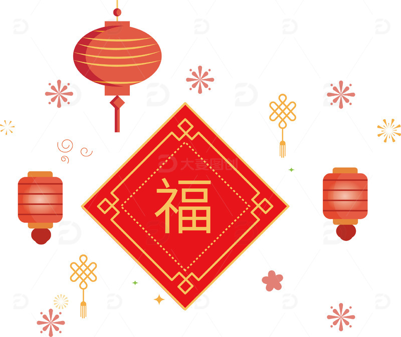 源文件下载【趣麦麦图】春节过年灯笼