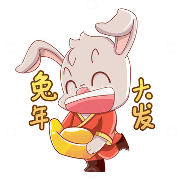 源文件下载【趣麦麦图】红色可爱小清新兔年大发手绘图