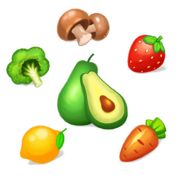 可爱卡通插画手绘果蔬合集