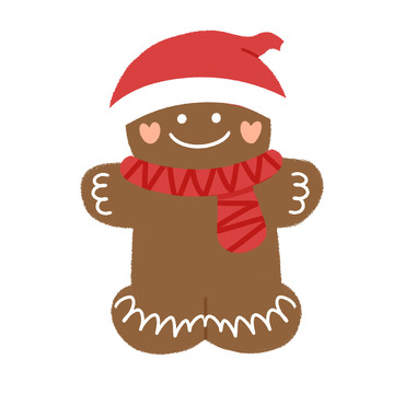 棕色可爱圣诞姜饼人圣诞节礼物手绘图