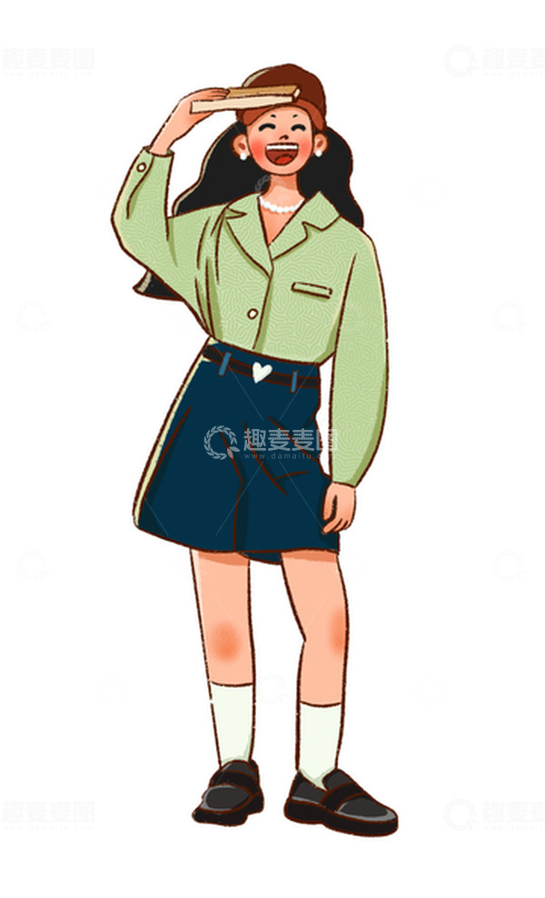 源文件下载【趣麦麦图】简约手拿书本可爱女孩人物插画