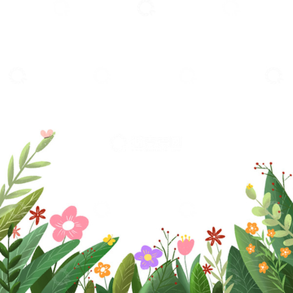 源文件下载【趣麦麦图】-手绘春天小清新绿色植物花草花朵立春元素