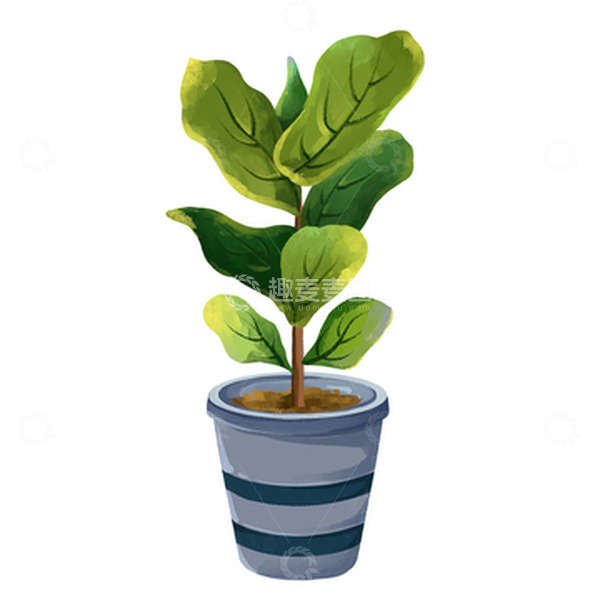 源文件下载【趣麦麦图】小清新水彩风立春春季盆栽绿植装饰元素