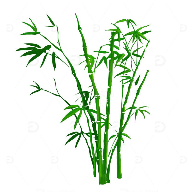 源文件下载【趣麦麦图】绿色竹子绿植物树林风景元素