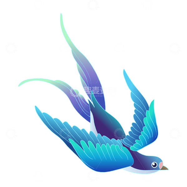 源文件下载【趣麦麦图】立春燕子渐变插画