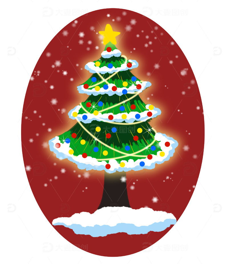 手绘插画卡通圣诞树