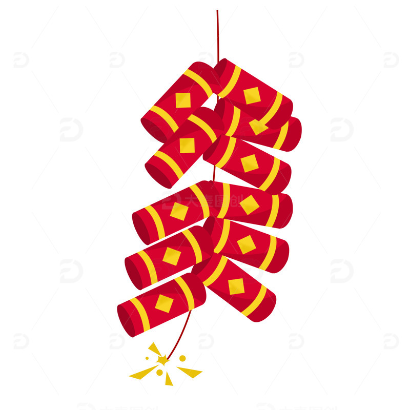卡通红色炮仗插画元素