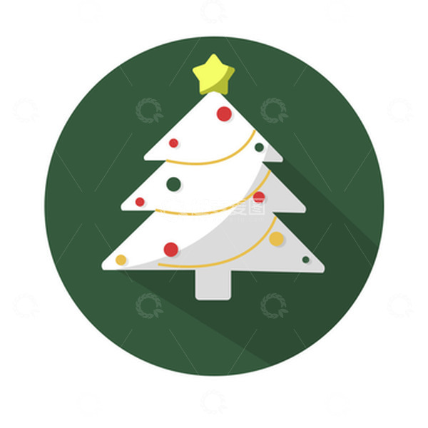 源文件下载【趣麦麦图】白色圣诞节圣诞树手绘图