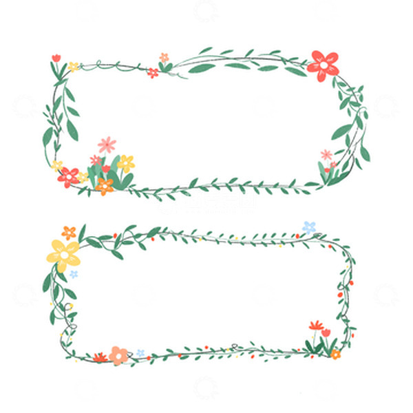 源文件下载【趣麦麦图】-手绘小清新花朵藤蔓花草可爱文本框标题框