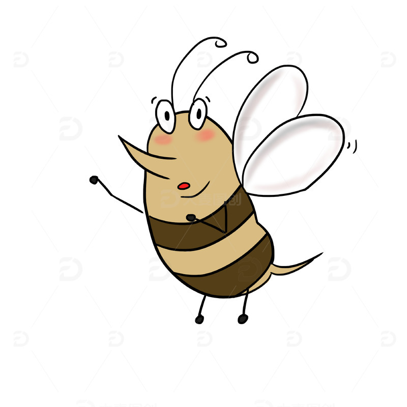 卡通昆虫蜜蜂蚊子手绘图