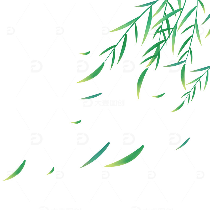 立春春天清明植树节杨柳竹叶海报装饰