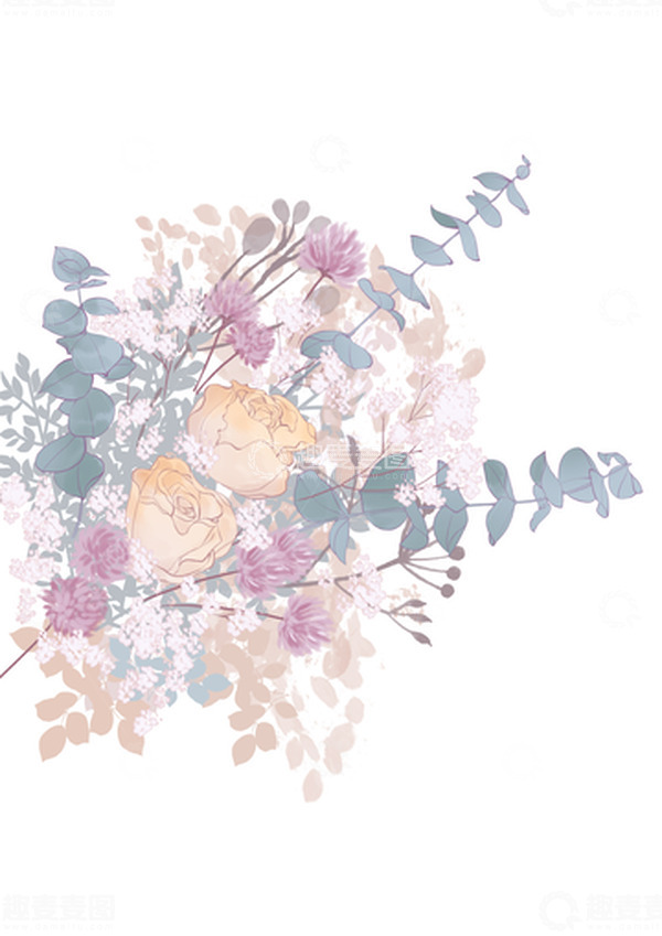 源文件下载【趣麦麦图】手绘清新淡雅花束