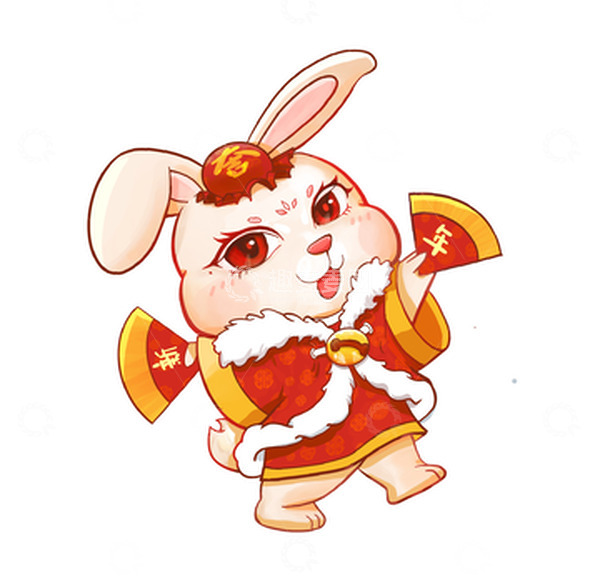 源文件下载【趣麦麦图】红色新年创意兔子喜庆卡通人物手绘素材