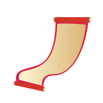 红色卡通卷轴手绘图