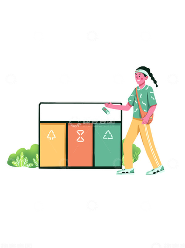 源文件下载【趣麦麦图】扁平风垃圾分类人物