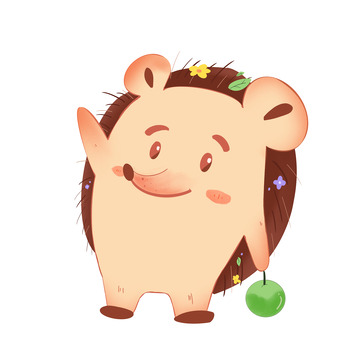 棕色卡通小刺猬