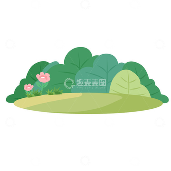 源文件下载【趣麦麦图】-绿色卡通草地手绘图