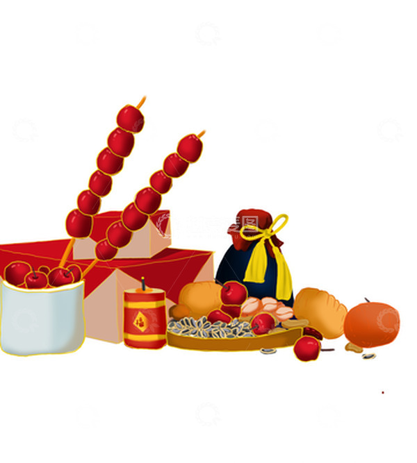 源文件下载【趣麦麦图】中国风手绘年货节坚果元素
