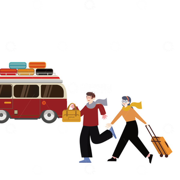 源文件下载【趣麦麦图】回家赶车过年