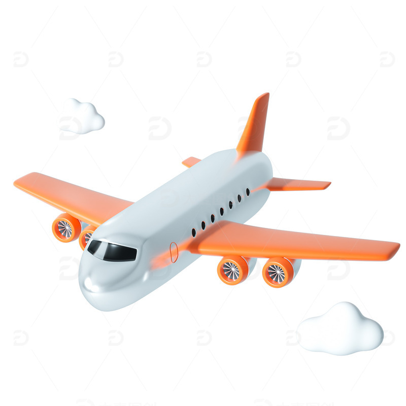 3D卡通立体飞机银色