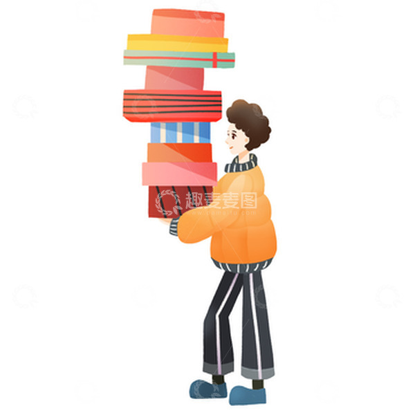 源文件下载【趣麦麦图】-年货节购买商品的人