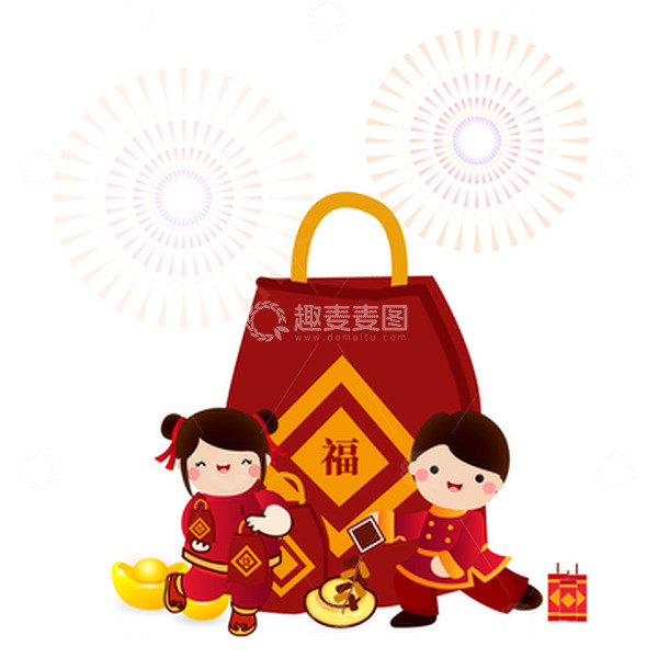 源文件下载【趣麦麦图】年货节福袋人物元素