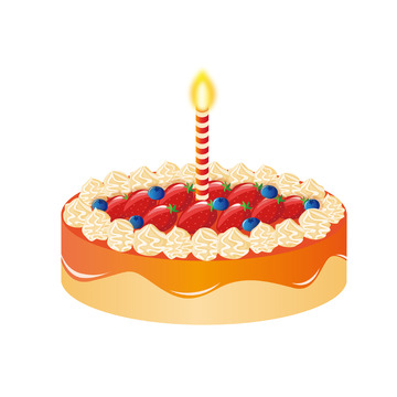 温馨矢量草莓蓝莓生日蛋糕